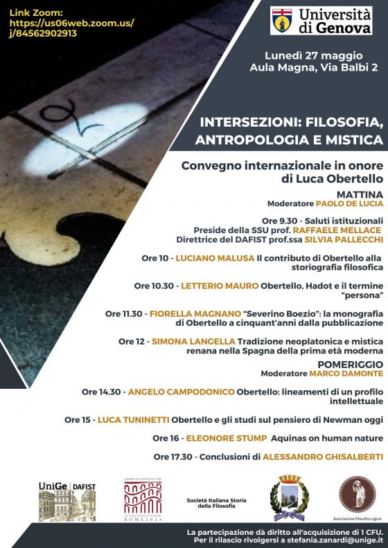 Locandina Convegno 'Intersezioni: filosofia, antropologia e mistica'